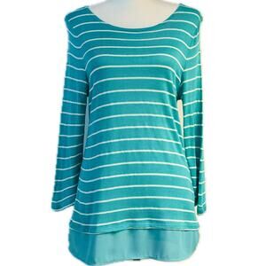 Talbots Pullover Lightweight Sweater, Women's Size Sp, Turquoise Blue & White